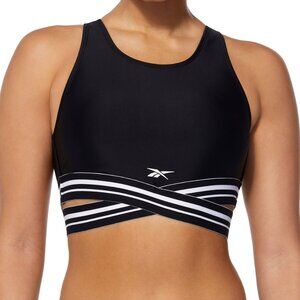 Reebok Striped-Trim Racerback Bikini Top